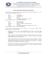 Dengan dilakukan investasi ini melibatkan beberapa pihak. Surat Perjanjian Kerjasama Investasi Cv Bam