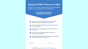 Considerations for returning to work to make sure you. Covid 19 Secure Guidance Employers Should Publish Risk Assessments Personnel Today