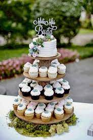 Cupcake Donut Stand Tower Holder 4 Tiers Wedding Party Wooden Rustic Bark Wedding Donuts Wedding Cake Rustic Wedding Cupcakes
