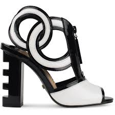Black And White Wedges Heels Kat Maconie Heidi Sandals 245 Liked On Polyvore Featuring Shoes Sandals Heels Black Whi Black Block Heel Sandals White Sandals Heels Black Patent Shoes