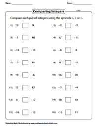 A rational number is a value that can be made by dividing two integers. Comparing And Ordering Integers Worksheets