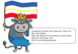Die landesflagge des bundeslandes hat fünf querstreifen in den farben blau, weiß, rot und gelb. Wir Wappentiere Politik Mv