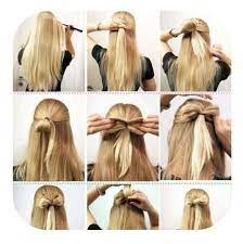 Half Up Half Down Hair With Bow Made Out Of Hair Easy Hair Styles Bow Hairstyle Long Hair Styles