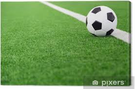 Fotbollsplan eller fotbollsplan på grönt gräs mönster textur isolerad på vit bakgrund med urklippsbana. Canvastavla Traditionell Fotboll Pa Fotbollsplan Pixers Vi Lever For Forandring