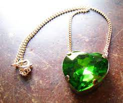 Green Heart Shaped Large Crystal Pendant Necklace Available Etsy Crystal Necklace Pendant Large Crystals Heart Shapes