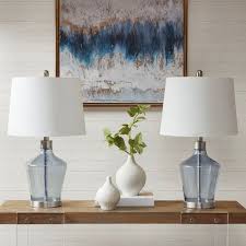 Beautifully Designed This Set Of Two 24 75 Inch Tall Glass Harmony Accent Table Lamps Flaunts A Gorgeous Soft Blue Hue Th Table Lamp Sets Lamp Sets Table Lamp