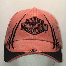 Vintage Motorcycle Hat Harley Davidson Baseball Cap Biker Dad Hats Orange Black Stonewashed Strapback Sports Cap Gifts For Men T11 Jn0028 Hats For Men Harley Davidson Hats Motorcycle Hat