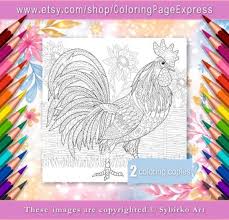 On this preschool reading and coloring page, kids connect dots by following the letters a to z to reveal the vehicle! Coloring Page For Adults Digital Coloring Pages Rooster Etsy