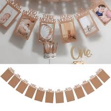 1st Birthday Baby Decorations 1 12 Month Photo Frame Monthly Photo Banner Wish