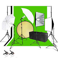 Ls Photography Backdrop And Umbrella Lighting Kit With Background Support System Stand Green White Black Muslin 86 Light Stand With Photo Bulb Socket And White Umbrella Reflector Lgg792 Wantitall