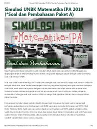 Fungsi distribusi binomial mata pelajaran. Simulasi Unbk Matematika Ipa 2019 Soal Dan Pembahasan Paket A Defantri Com