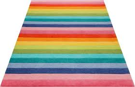 Teppich aus jute in den regenbogenfarben. Kinderteppich Rainbow Stripes Smart Kids Rechteckig Hohe 9 Mm Regenbogen Farben Konturenschnitt Online Kaufen Otto