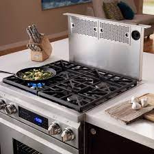 Shop for downdraft gas range at best buy. Dacor Prv46s 46 Inch Slim Raised Vent With Optional Blowers Infinite Speed Blower Control And Remo Kitchen Island With Stove Island With Stove Downdraft Range