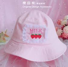 Affordable designer women's clothing designed and made in london, united kingdom. Japanese Soft Sister Lace Trim Pink Hat Teen Girls Cute Strawberry Embroidery Kawaii Sunshade Hat Fisherman Hat College Style Costume Accessories Aliexpress