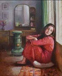 خزاں کےموسم کی سرد شامیں سراب یادوں کے ہاتھ تھامیں کبھی جو تم سےحساب مانگیں مایوسیوں کےنصاب مانگیں بےنور آنکھوں سےخواب مانگیں art painting romantic art art