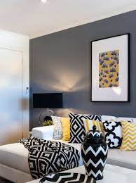 A Look At Cathy Elsmore S Black Yellow And White Living Room Tlc Interiors Living Room White Grey And Yellow Living Room Yellow Living Room