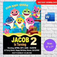 One you confirm, look for a second email in your inbox with a link and password! Baby Shark Birthday Party Invitation Template Printable