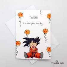 When autocomplete results are available use up and down arrows to review and enter to select. Dragon Ball Inspired Birthday Cards Son Goku Kid Belated Birthday Birthday Cards Belated Birthday Card Goku Birthday