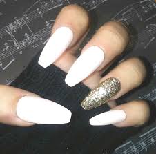 Furthermore, the combination of white and peach is great for. White And Gold Acrylic Nails Coffin Your Reference For All Things Nails