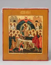 Успение пресвятой богородицы икона феофана грека. Ikona Dvuhstoronnyaya Svyatoj Nikolaj Chudotvorec I Uspenie Bogorodicy Kupit V Antikvarnom Magazine Oranta V Moskve Artikul 330 19
