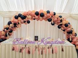 Pink Black And Gold Balloon Arch Organic Balloon Arch With Faux Flowers In 2020 Wedding Balloons Starlight Wedding Blush Balloons