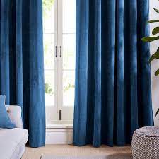 Indigo Blue Velvet Curtains And Drapes Dark Curtains Panels Etsy
