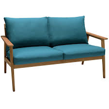 The most common danish teak sofa material is wood. Eve Outdoor Teak Wood Sofa With Teal Olefin Lcevsotl