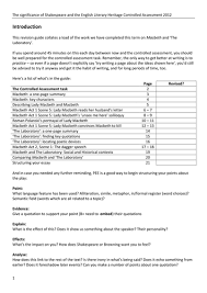 Macbeth Controlled Assessment Guide Macbeth Lessons Assessment Poster Display