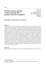 Pdf Gender Quotas Gender Mainstreaming And Gender Relations In Politics