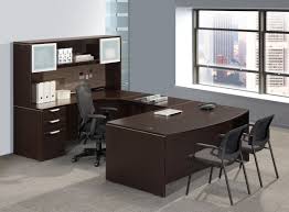 Sauder orchard hills computer desk with hutch. Executive U Shaped Desk Hutch Espresso Pl Laminate Harmony Collection