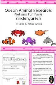 Kindergarten Ocean Animal Research Project Diet And Fun Facts Worksheets Ocean Animals Fun Facts Clown Fish