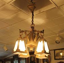 Uses 5 light bulbs, not included. Bargain John S Antiques Arts Crafts Hand Hammered Hanging Slag Light Glass Chandelier Fixture Bargain John S Antiques