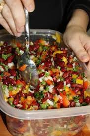 Mediterranean Inspired Kidney Bean Salad 3 Cans Of Kidney Beans 1 Red Bell Pepper Diced 1 Yellow Bell Pepper Di Recipes Cooking Recipes Bean Salad Recipes