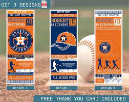 Houston Astros Birthday Invitation Printable Ticket Party Invitation Baseball Pe Printable Birthday Invitations Birthday Invitations Ticket Party Invitations