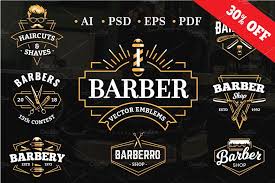 Black And Gold Barber Logo Barber Emblems Logo Templates Logo Templates Barber Logo Emblem Logo