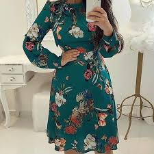 Summer Ladies Casual Floral Long Sleeve Dress Formal Dress Long Sleeve Floral Dress Long Sleeve Casual Dress Long Sleeve Mini Dress Casual