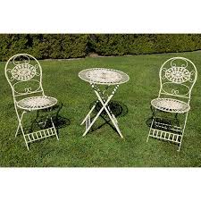 137 Alpine Metal 3 Piece Foldable Bistro Set 1 Table And 2 Chairs White 28 Inch Tall At Walmart Com Bistro Set 3 Piece Bistro Set Patio Set