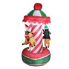 6' gemmy airblown inflatable animated christmas santa in gingerbread outhouse. 6 5 Inflatable Animated Christmas Carousel Lighted Yard Art Decor Walmart Com Walmart Com