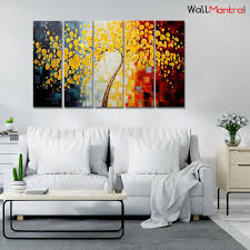 Match your decor with complimentary colors. Yellow Tree Painting On Canvas Wall Hanging For Living Room Bedroom Office Decoration