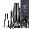 31pcs matte black cocktail shaker set with rotating stand stainless steel bar tools set mixed drinks bar wine rack stand tools. 1