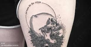 Hangman s noose john embry broadwing tattoo bowling green. Engraving Style Skull Tattoo On The Left Thigh