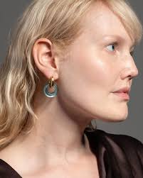 ALEXIS BITTAR YELLOW LUCITE WITH GREEN CRYSTAL APPLE