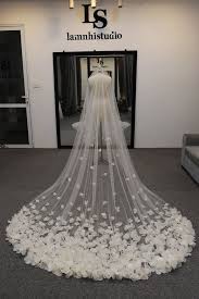 Ls36 3dfloral Wedding Veil Light Ivory Wedding Veil Veil With Etsy In 2020 Floral Wedding Veils Flower Veil Long Veil Wedding