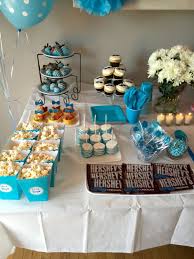 Since all of our families are in ca and it has to be something i can send out online. Boy Side Of The Snack Table Gender Reveal Baby Shower Blue Baby Shower Snack Table Baby Shower Snacks Boy Baby Shower Snacks