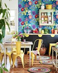 15 beautiful ways to decorate your kitchen with wallpaper. Colourful Kitchen Diner Amazing Floral Wallpaper Eclectic Decor Bohemian Kitchen Maximalist Decor