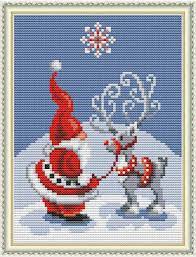 Buy Cross Stitch Stamped Kits 11ct 9x11 Inch Pre Printed Cross Stitching Starter Patterns For Beginner Kids Or Adults Embroidery Needlepoint Kits Santa Claus Christmas Deer Online In Turkey B07zhv1ktk