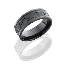 Black Zirconium 8mm Wide Fish Hook Design Wedding Band Black Zirconium Wedding Ring Zirconium Wedding Ring Titanium Wedding Rings