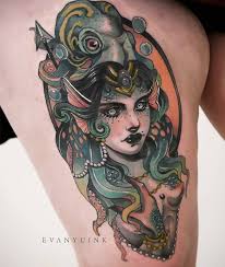 Mermaid Octopus Sea Lady Neo Traditional Evan Yu Evan Mermaidkrakensea Lady Me Eva Neo Tattoo Mermaid Tattoos Neo Traditional Tattoo