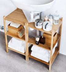 Small bathroom storage idea #1: 30 Genius Design Storage Ideas For Your Small Bathroom Sink Shelf Pedestal Sink Storage Small Bathroom Storage