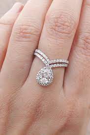 Pear Shape Diamond Ring Wedding Rings Set With Diamond Crown Band Halo Pear Diamond Ring With Matching Curved V Diamond Ring Bliss Pear Shaped Diamond Ring Pear Shaped Diamond Engagement Rings